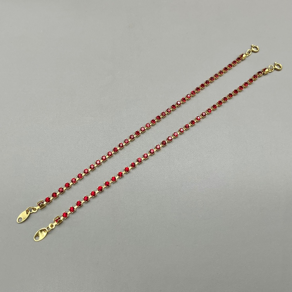 Avon Tennis Bracelet Women Red Gold Tone Rhinestone Sparkly Elegant Jewelry Set